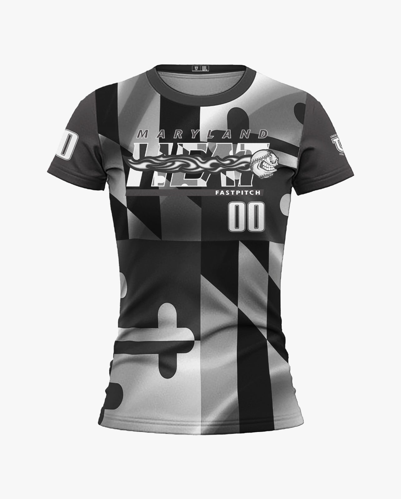 Maryland Heat Dri Tech T-Shirt ~ Grayscale Maryland Flag