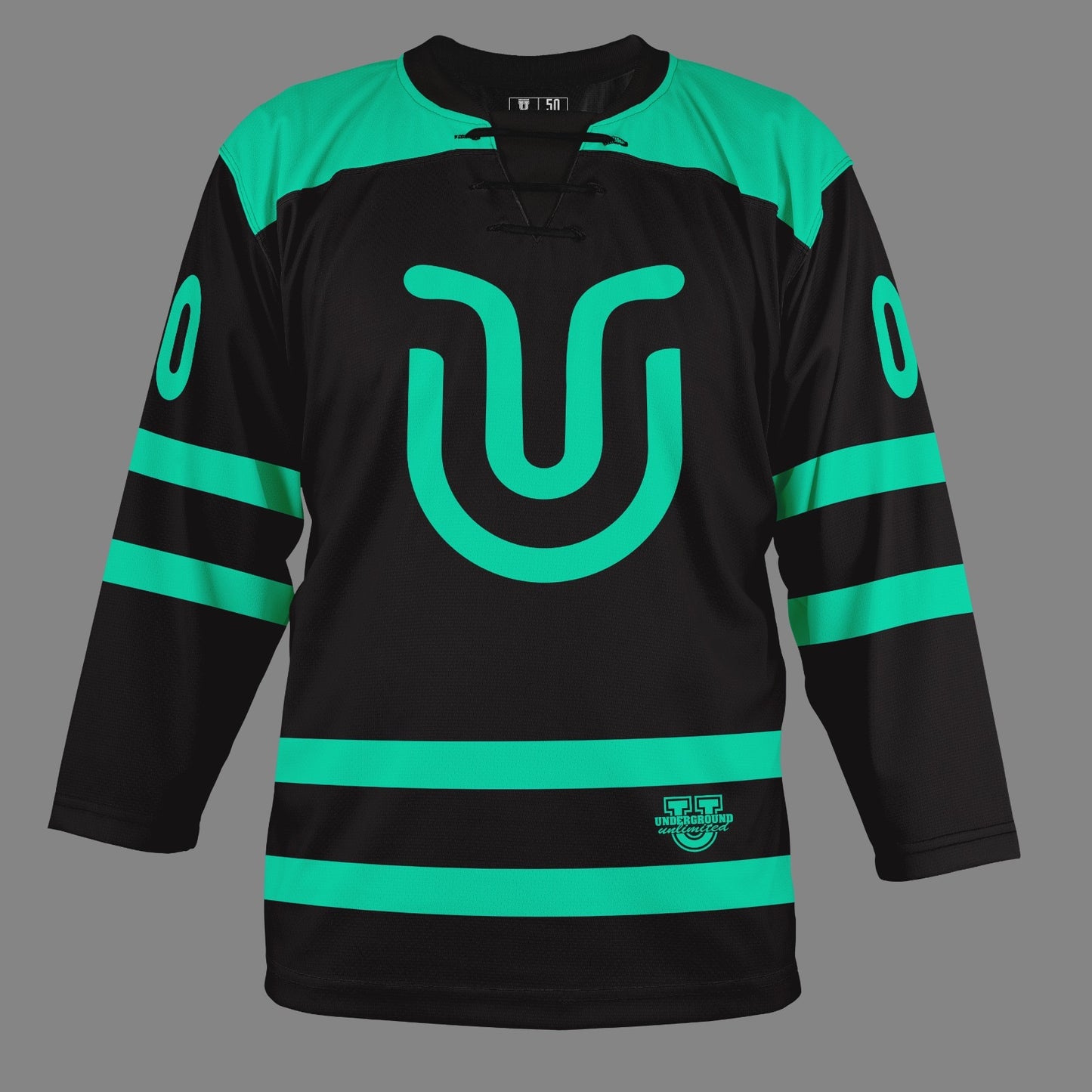 Underground Ice Hockey Game Day Jersey - Black High Flo Seafoam Green