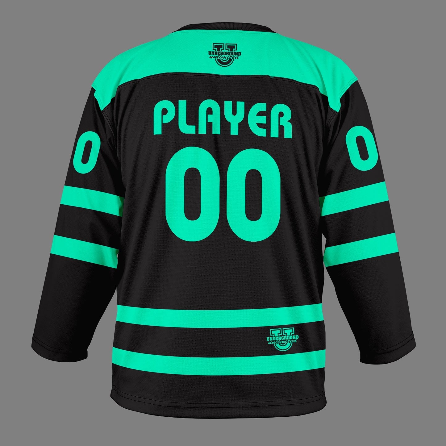 Underground Ice Hockey Game Day Jersey - Black High Flo Seafoam Green