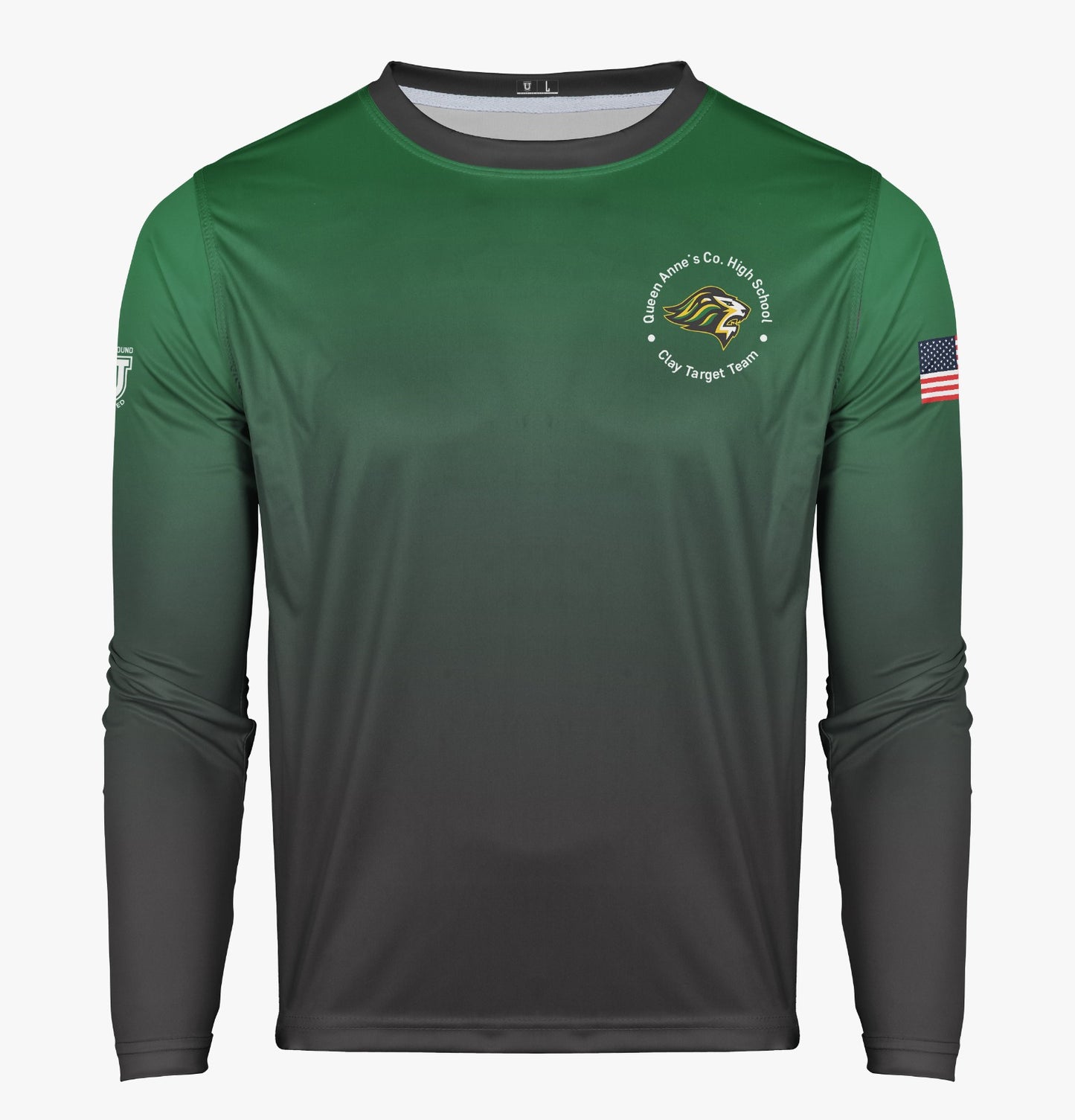 QA Pro Performance Sun Long Sleeve ~ Green to Black Clay Target Logo