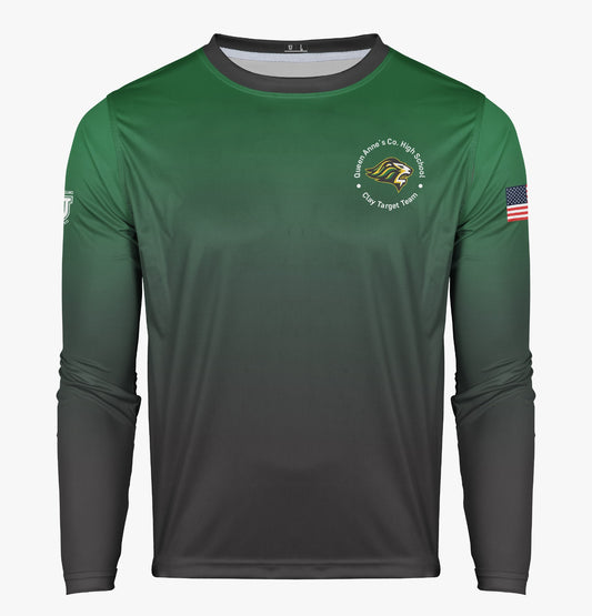 QA Pro Performance Sun Long Sleeve ~ Green to Black Clay Target Logo