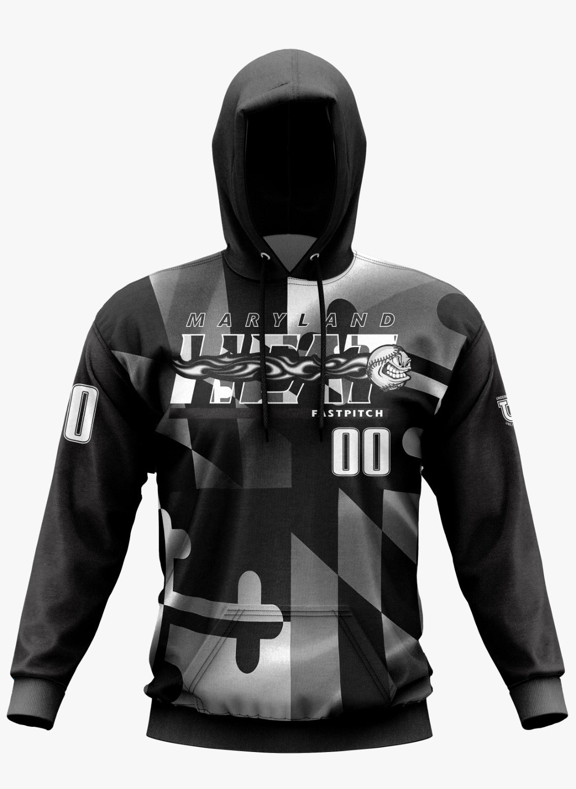 Maryland Heat Performance Hoodie ~ Grayscale Maryland Flag