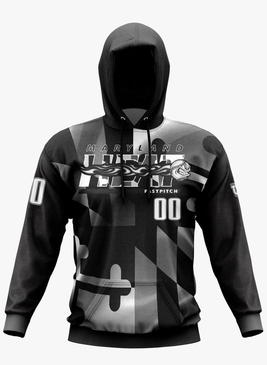 Maryland Heat Performance Hoodie ~ Grayscale Maryland Flag
