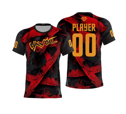 HAVOC Performance Dri Tech Apparel ~ Black Red Flare