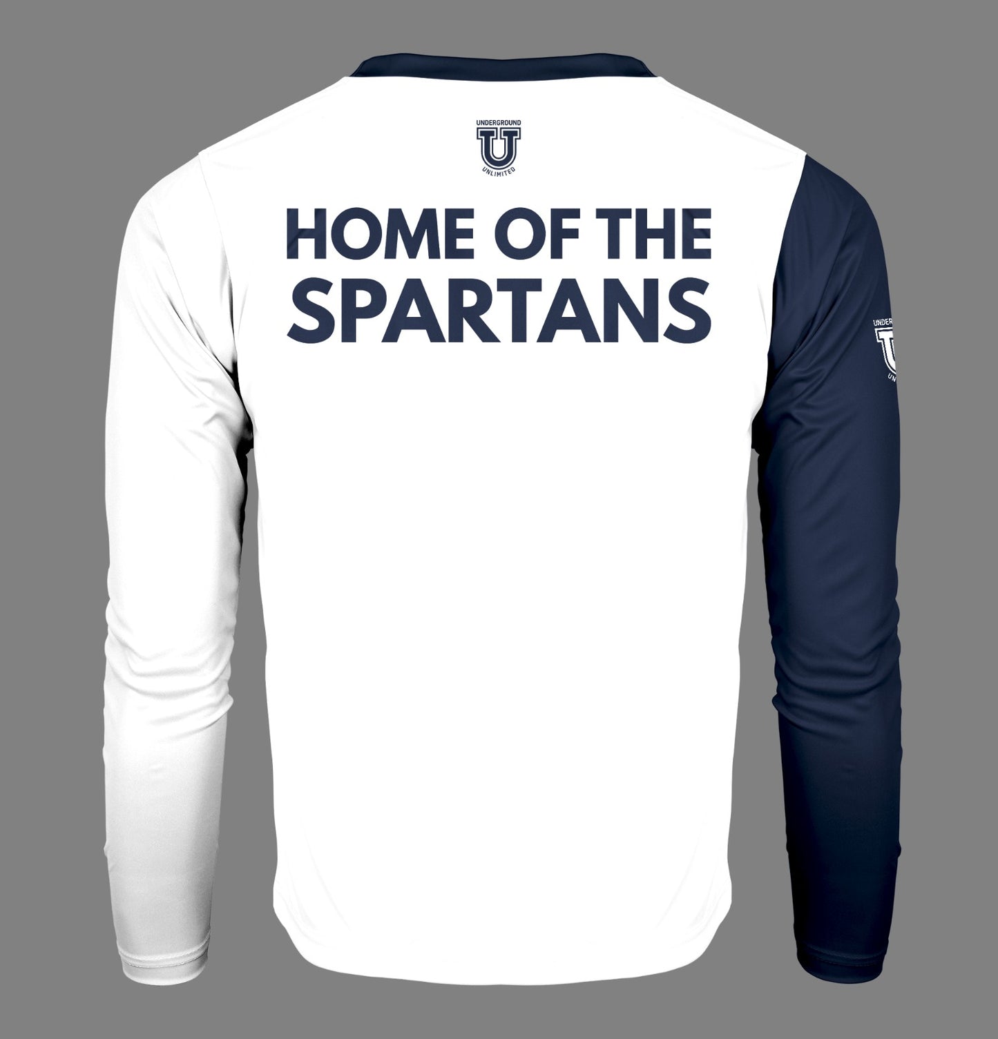 W.T. Chipman Pro Performance Sun Long Sleeve ~ White ALT Sleeve C Left Chest "Home of the Spartans"