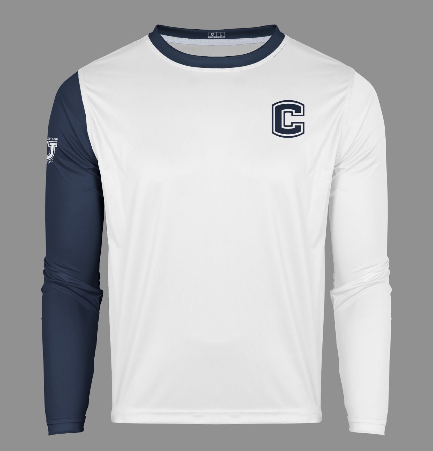 W.T. Chipman Pro Performance Sun Long Sleeve ~ White ALT Sleeve C Left Chest "Home of the Spartans"