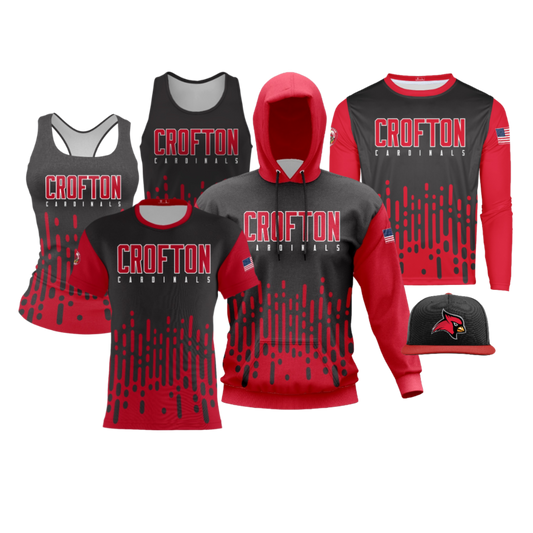 Crofton Cardinals Performance Dri Tech Design ~ Black Fade Dotted Lines