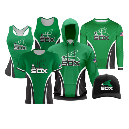 Lady Black Sox Performance Dri Tech Design ~ Green Sideline Details