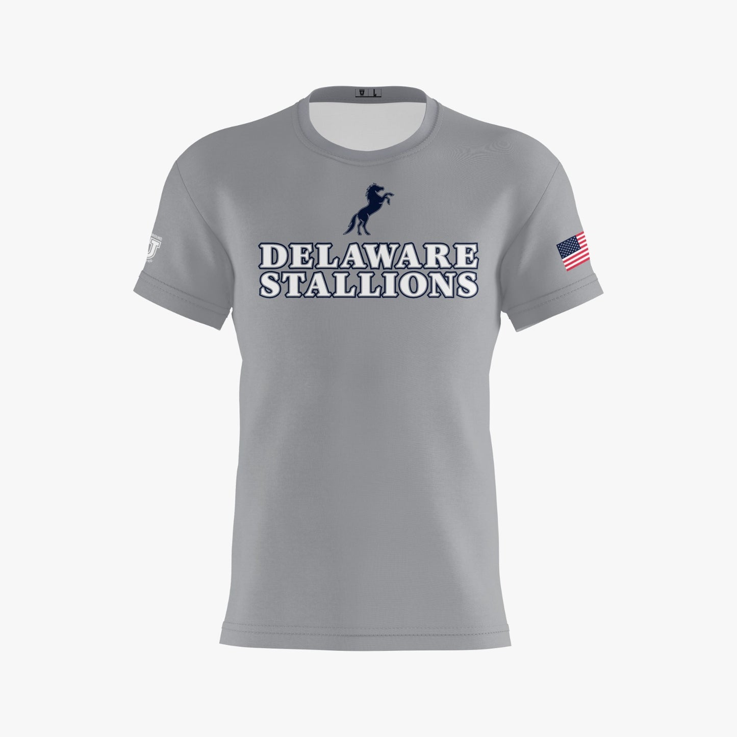 DE Stallions Performance Dri Tech Shirt ~ Stallion Central Chest *Grey*