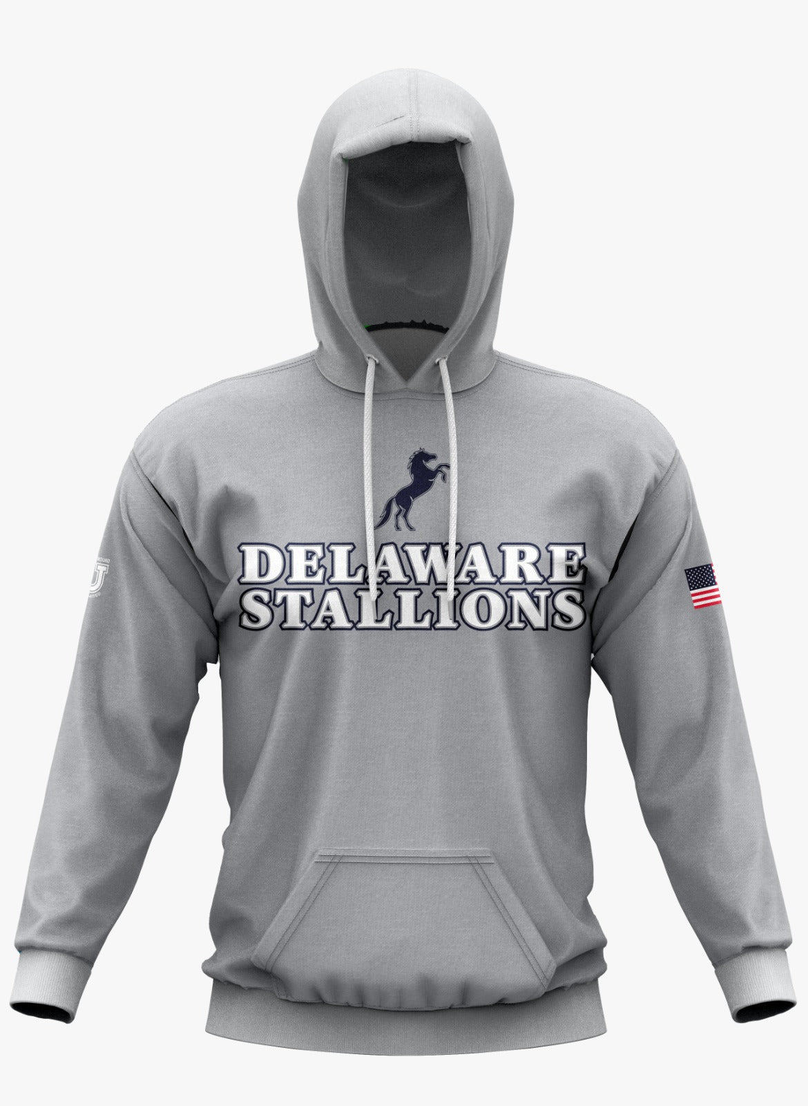 DE Stallions Performance Hoodie ~ Stallion Central Chest *Grey*