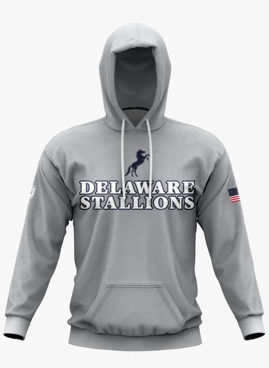 DE Stallions Performance Hoodie ~ Stallion Central Chest *Grey*