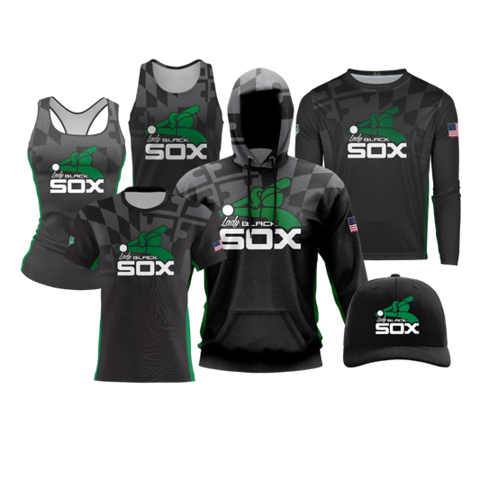Lady Black Sox Performance Dri Tech Design ~ Black Maryland Grayscale Flag