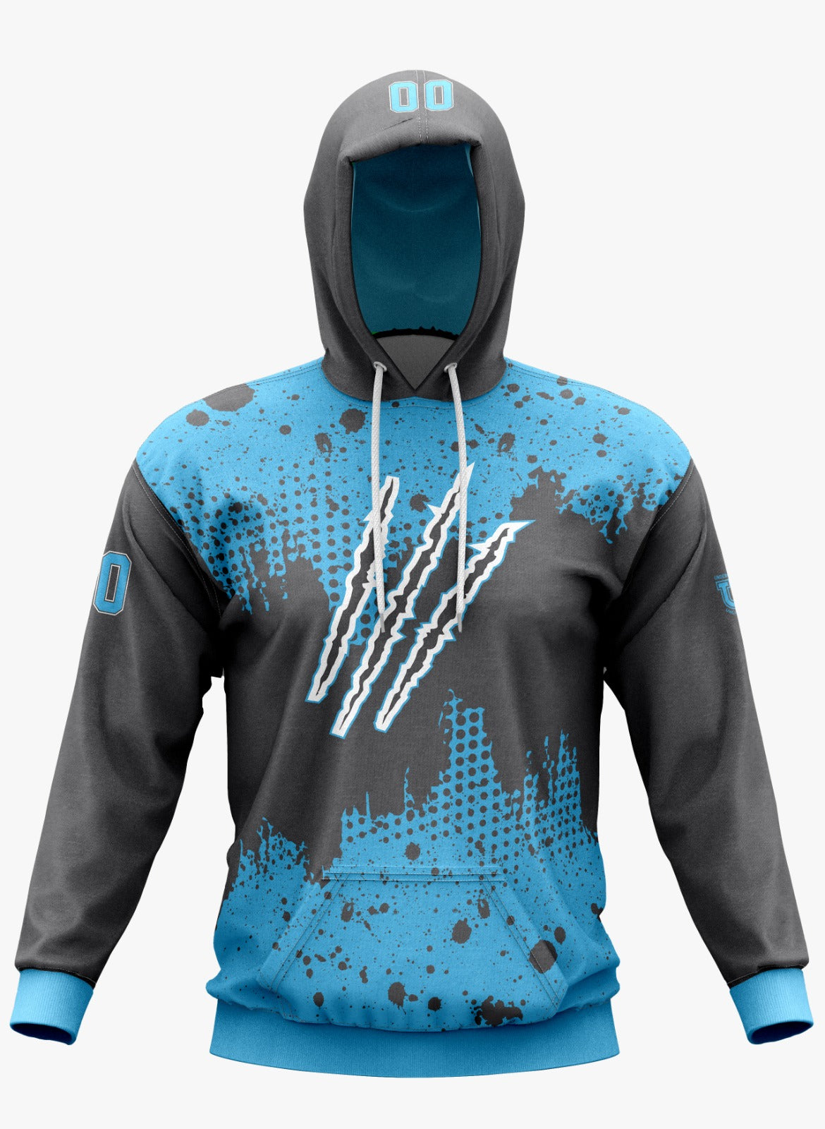 Raptors Performance Hoodie ~ Blue w/ Grey Splatter Effect