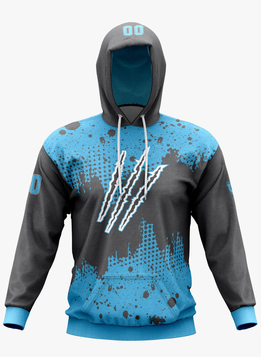Raptors Performance Hoodie ~ Blue w/ Grey Splatter Effect