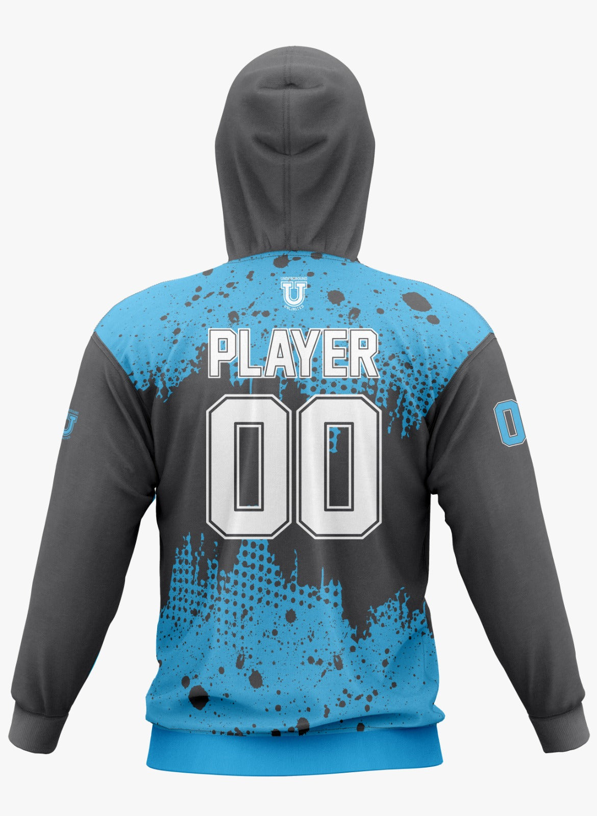 Raptors Performance Hoodie ~ Blue w/ Grey Splatter Effect