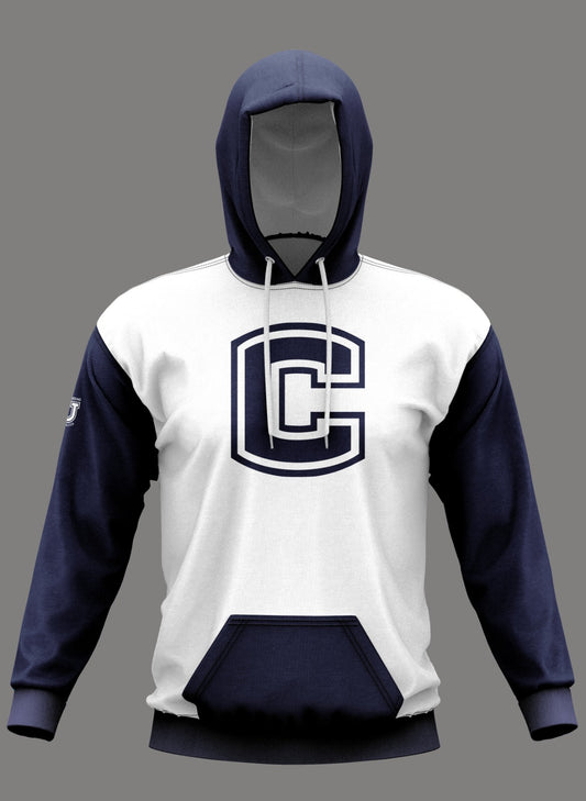 W.T. Chipman Performance Hoodie ~ White C Central "Home of the Spartans"