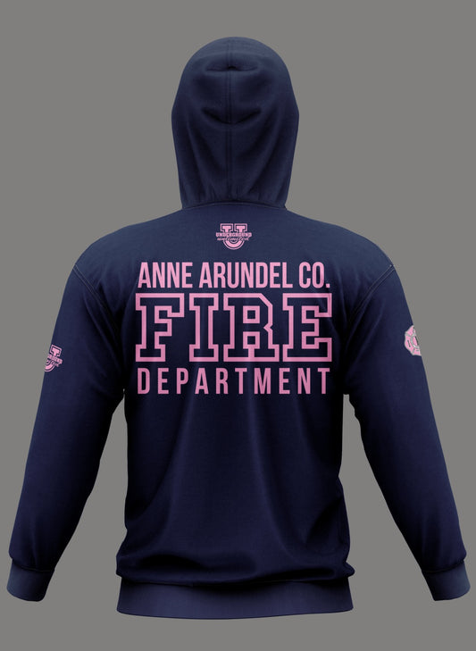 AAFD Performance Hoodie ~ Breast Cancer Awareness Navy Blue