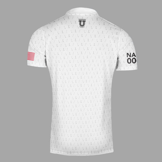 AAFD Dri Tech Polo Shirt ~ White Patterned