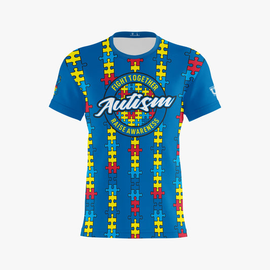 Autism Performance Apparel ~ Blue Puzzle Stripe