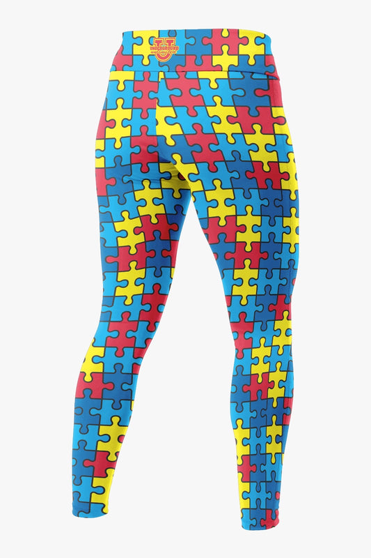 Women's Team Autism Performance Leggings ~ Colorful Puzzle Pieces
