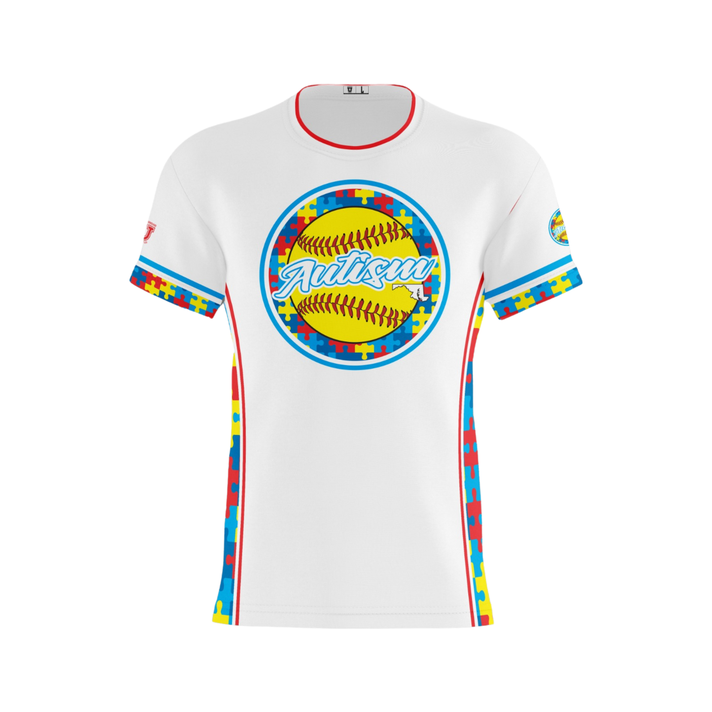 Autism Performance Apparel ~ Autism Softball {White}