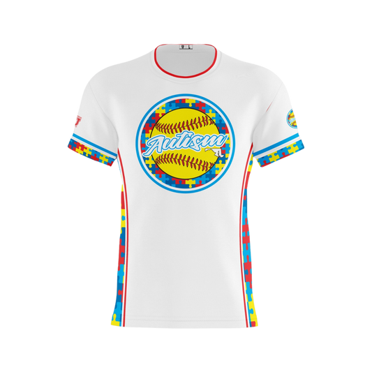 Autism Performance Apparel ~ Autism Softball {White}