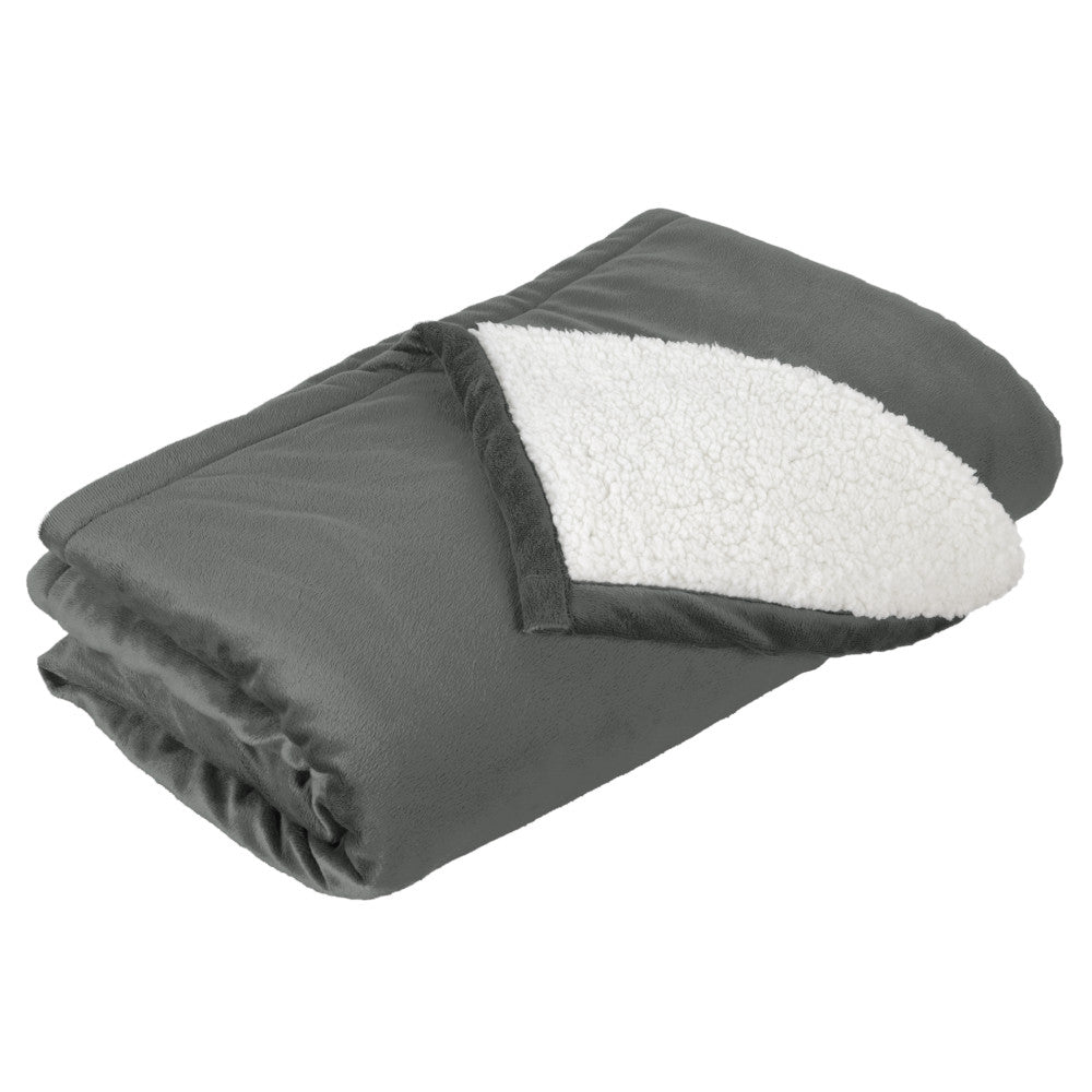 Embroidered Kent School Mountain Lodge Sherpa Lined Blanket ~ Grey