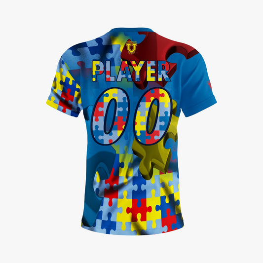 Team Autism Performance Apparel ~ Blue Puzzle Fade {Royal}