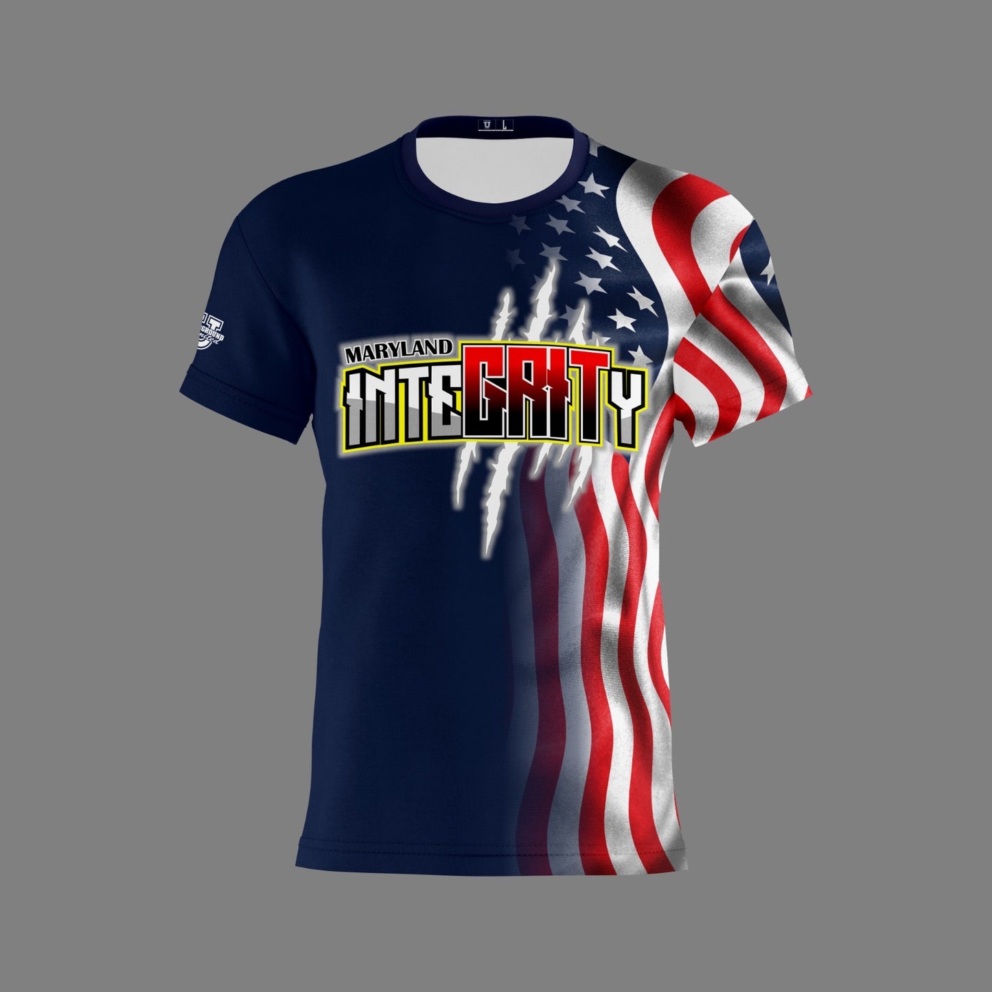 UU MD Integrity Performance Dri Tech Design ~ Blue USA Flag Fade