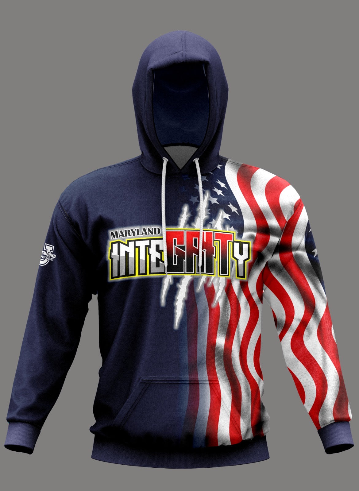 UU MD Integrity Performance Dri Tech Design ~ Blue USA Flag Fade
