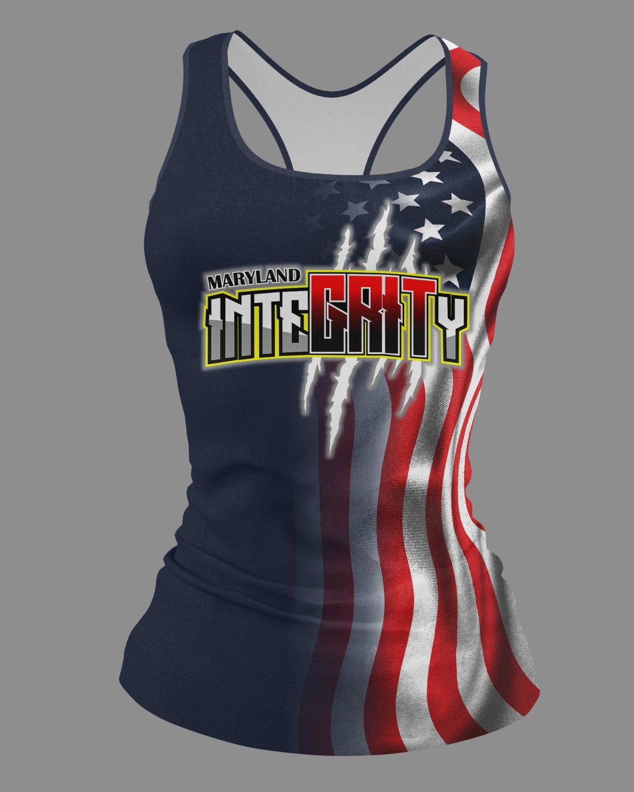UU MD Integrity Performance Dri Tech Design ~ Blue USA Flag Fade