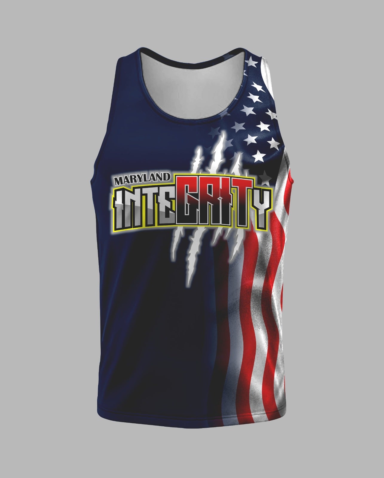 UU MD Integrity Performance Dri Tech Design ~ Blue USA Flag Fade