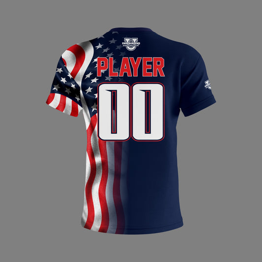 UU MD Integrity Performance Dri Tech Design ~ Blue USA Flag Fade