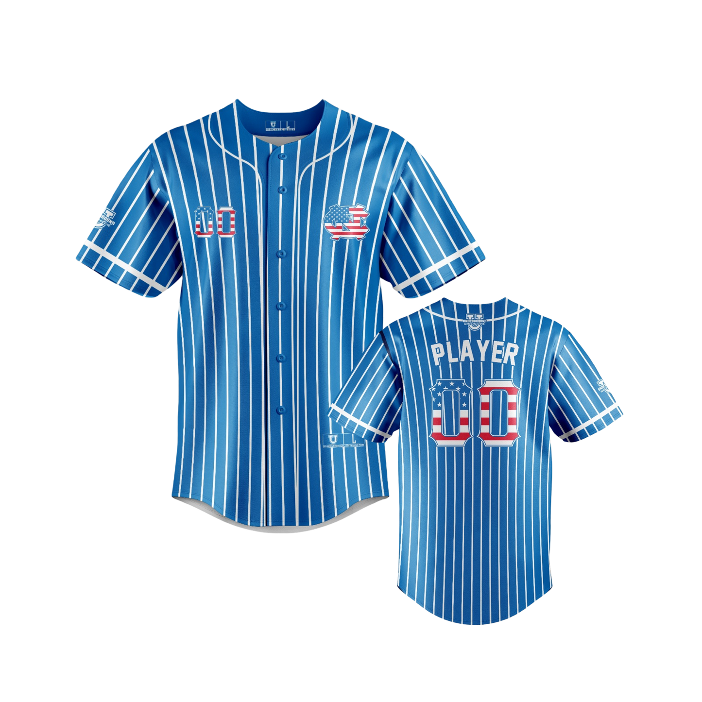 Caroline North ***All-Stars 2025*** Full-Button Down Game Day Jersey ~ Royal Pinstripes