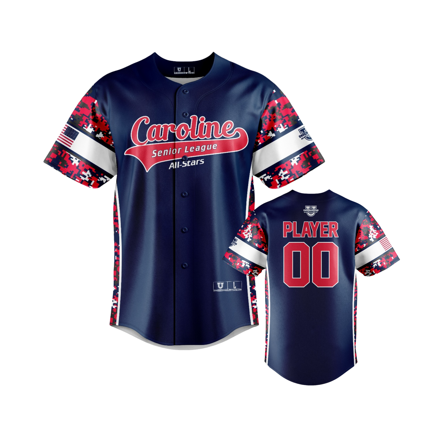 Caroline Senior League ***All-Stars 2025*** Full-Button Down Game Day Jersey ~ Navy