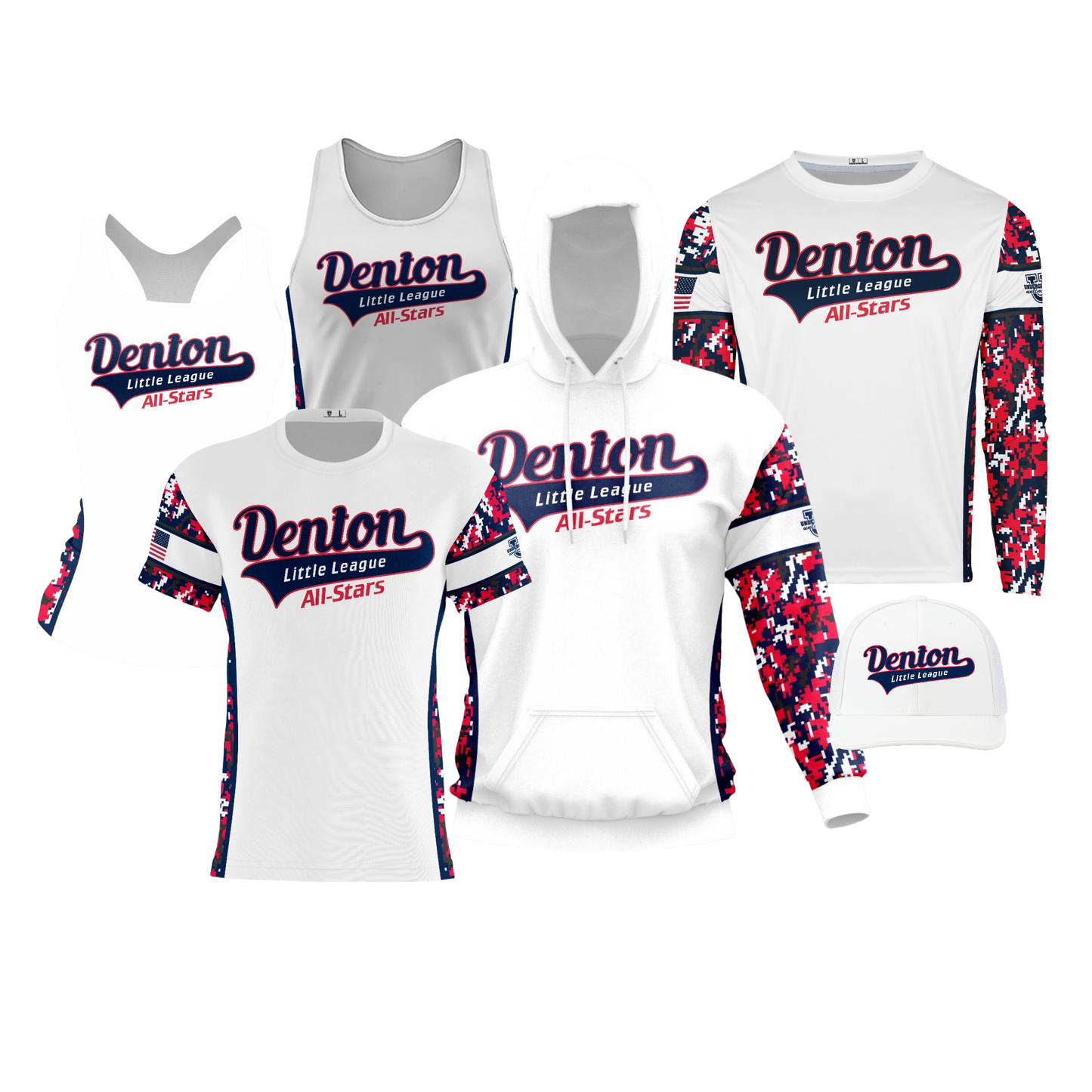 Denton Little League ***All-Stars 2025*** Performance Dri Tech Design ~ White