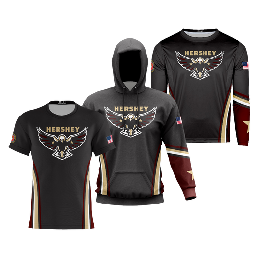 Hershey Eagles Ice Hockey Performance Dri Tech Design ~ Fanwear {Black}