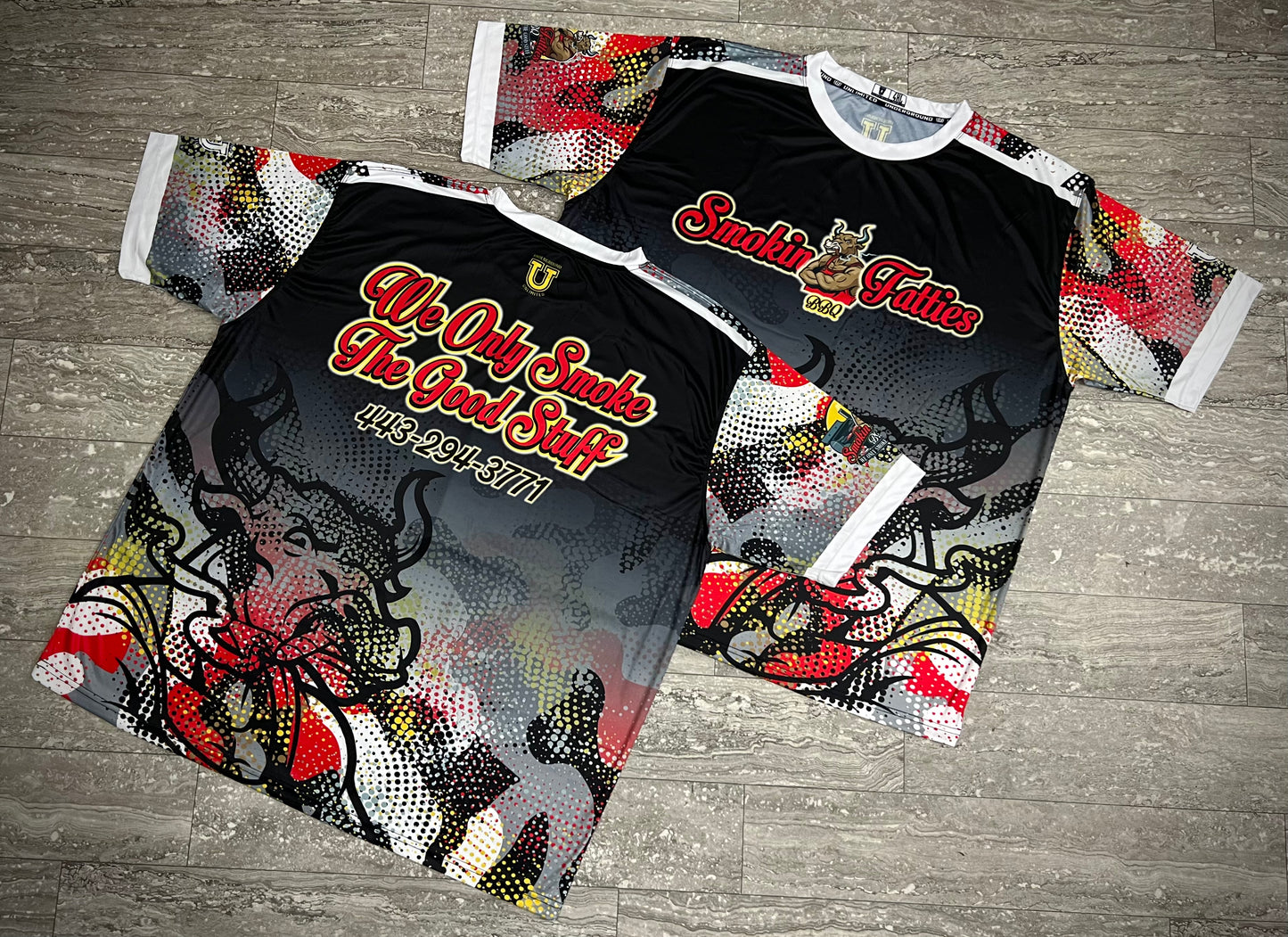 Smokin Fatties Performance Dri Tech Shirt ~ Script Logo Digital Camo