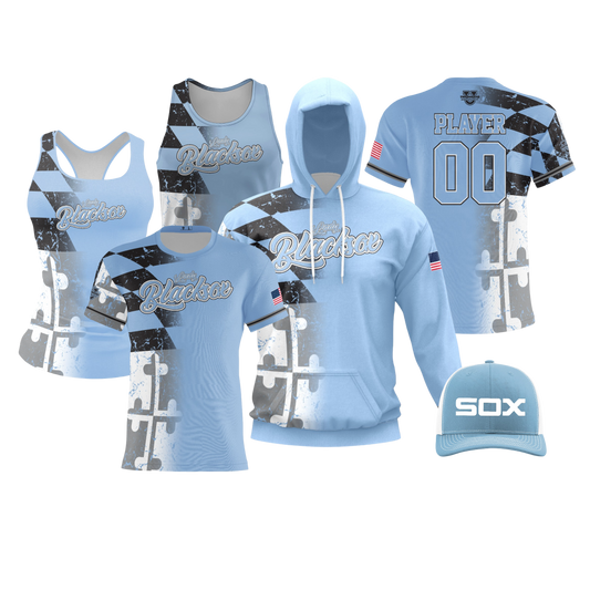 Lady Black Sox Performance Dri Tech Design ~ Columbia Blue Flag Fade