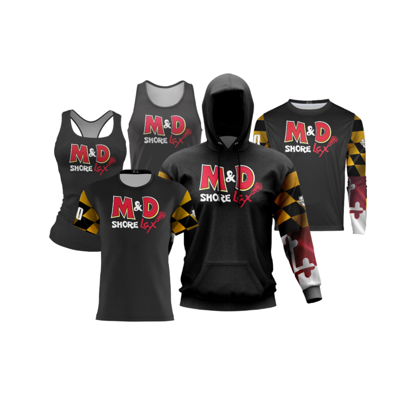 M&D Shore Performance Dri Tech Apparel ~ Black Maryland Back