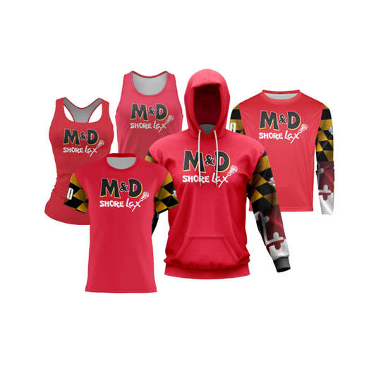 M&D Shore Performance Dri Tech Apparel ~ Red Maryland Sleeves