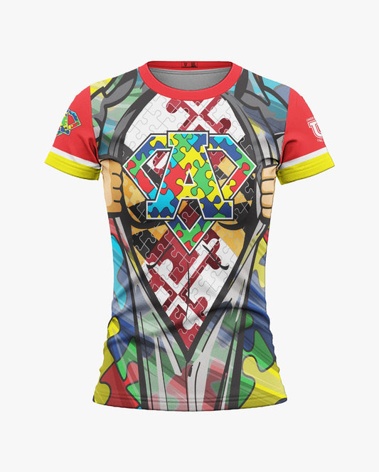 Autism Superman Performance Apparel ~ Maryland Autism Womens Chest Design
