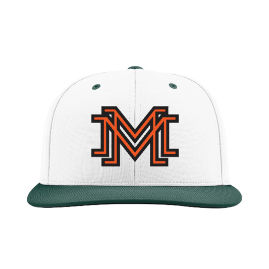 Mavericks Baseball Embroidered Hat ~ PTS20 FlexFit "MM" (White/Dark Green CMB)