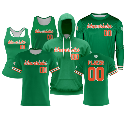 Mavericks Baseball Performance Dri Tech Design ~ Green Script