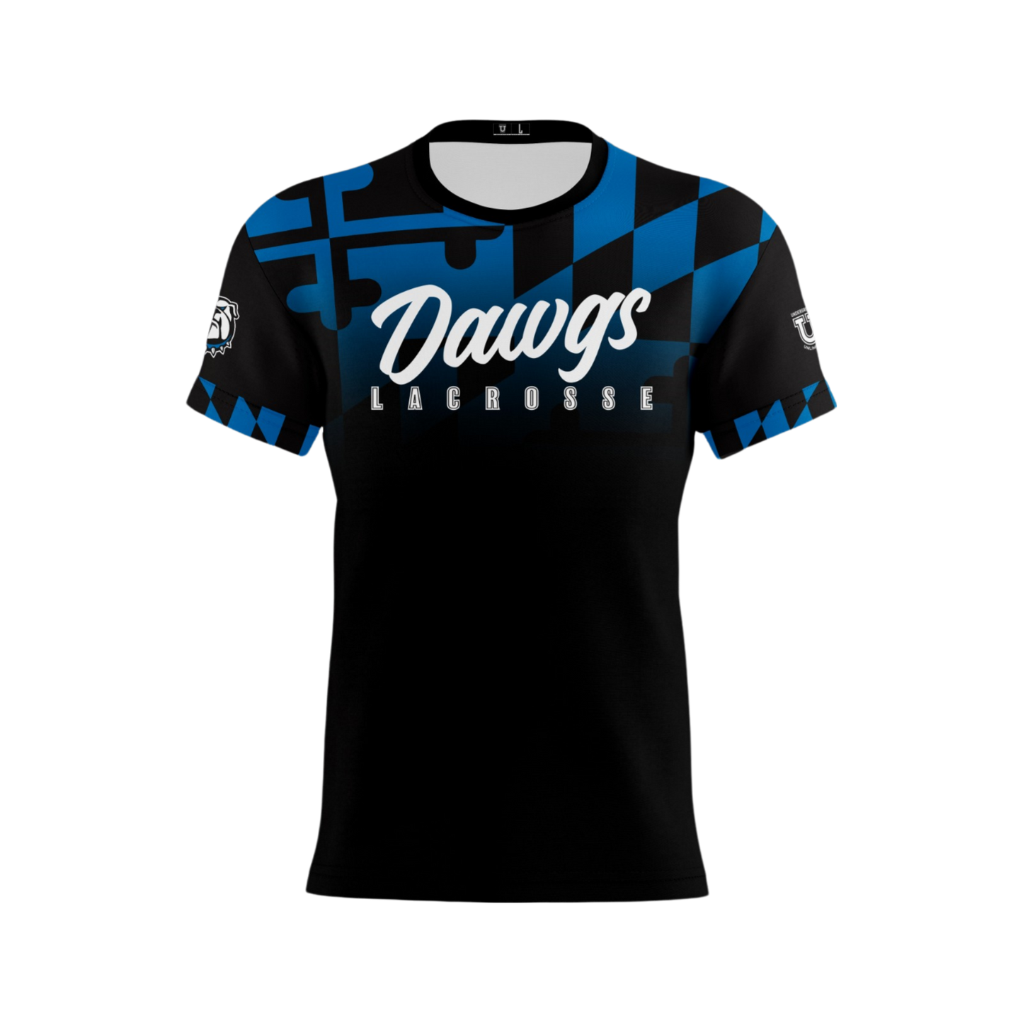 North Caroline Performance Apparel ~ Dawgs Lacrosse {Black MD Flag Fade Script}