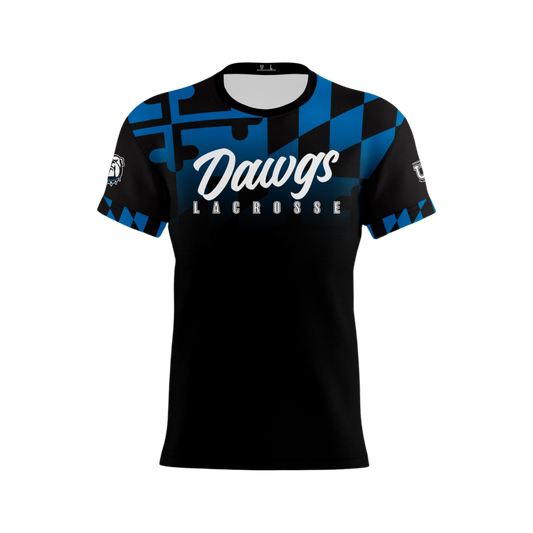 North Caroline Performance Apparel ~ Dawgs Lacrosse {Black MD Flag Fade Script}