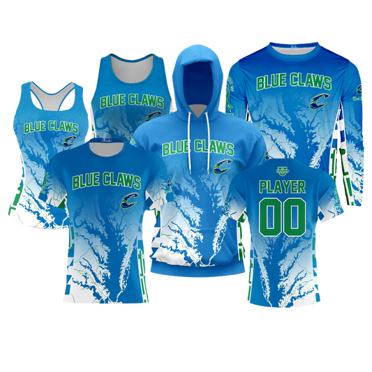 Blue Claws Baseball Performance Dri Tech Design ~ Royal Ombre Map Fade