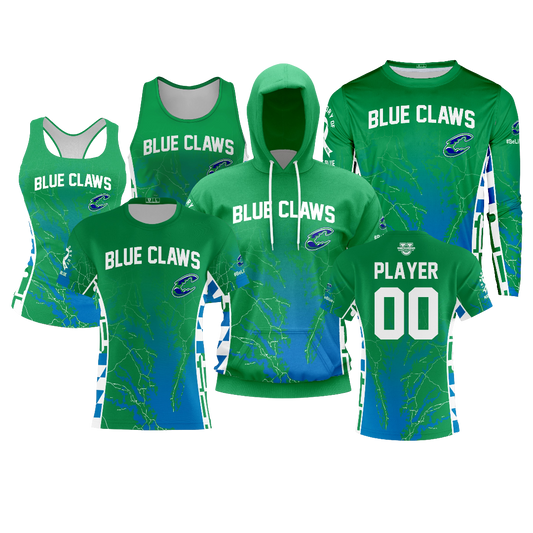 Blue Claws Baseball Performance Dri Tech Design ~ Green Ombre Map Fade