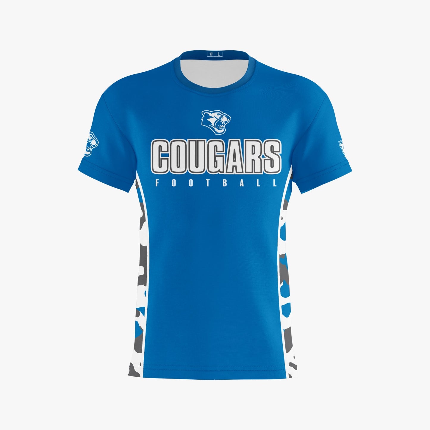 Caroline Cougars Dri Tech T-Shirt ~ Royal Camo Sides