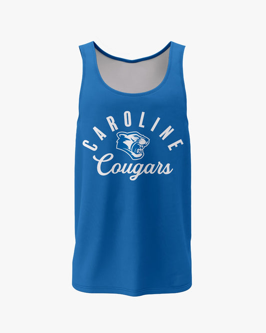 Caroline Cougars Dri Tech Tank Top ~ Royal Block Script
